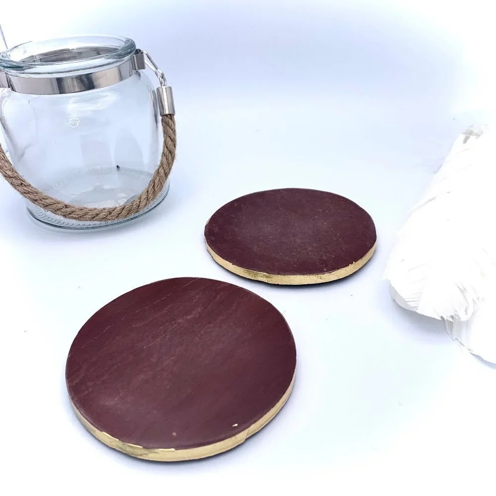 Marble Onyx Brown/Red Coasters, Natural Home Decor